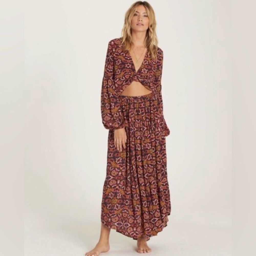 Billabong Sun Safari Skirt Boho Maxi Floral Size Small Petite